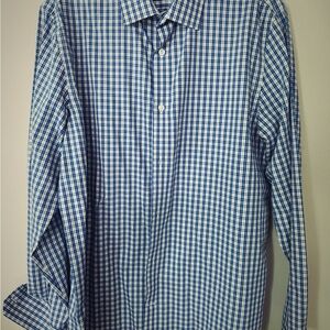Banana Republic Blue and White Plaid Men's Shirt